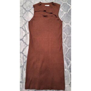 NWOT Pink Rose Brown Sleeveless Ribbed Knit Bodycon Dress/Sz. XL